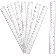 8Pcs 30cm Rulers Plastic Clear Long Ruler 12 Inch 30 cm Ruler Set Shatterproof Transparent Straight Shatter Resistant Measuring Multipack for Kids Student School Office Gift