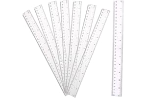 YUZHOU 8Pcs 30cm Rulers Plastic Clear Long Ruler 12 Inch 30 cm Ruler Set Shatterproof Transparent Straight Shatter Resistant Measuring Multipack for Kids Student School Office Gift