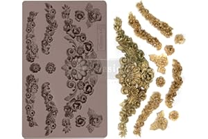 PRIMA MARKETING Redesign With Prima Redesign Decor Moulds-Tillurie Flourishes 5"x8"x12mmCrafting Resin Molds for air Dry Clay DIY Projects Funiture Dresser, Chocolate,Cake,Candy,Backery,Soap,Polymer Clay,hot Glue