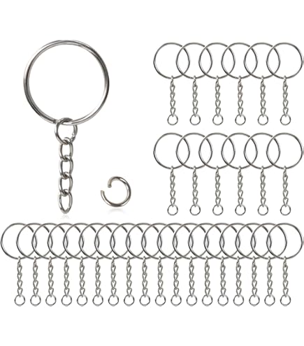 Caianwin Sleutelhanger 25mm metalen ringen voor ambachten, Zilver, 2.5 cm x 2.5 cm x 0.26 cm