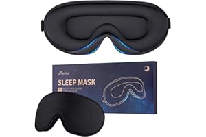 FINVIZO Schlafmaske Augenmaske für Frauen Herren Seide weicher Schaumstoff komfortable Schlafbrille Augenabdeckung Augenbinde in der Nacht Block Out Licht für Reisen Yoga Nap, schwarz