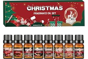 Dazhtu Set di Oli Essenziali Natale per Diffusori 8 x10ml Oli Essenziale Puri e Naturali per Aromaterapia, Umidificatore, Ghirlanda di Natale, mela alla cannella, pan di zenzero