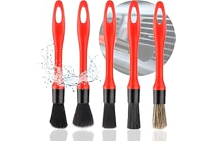 JOPHEK Kit Pulizia Auto Moto, Pennelli Detailing Auto, 5 Pezzi Kit Spazzole Pulizia Auto, Pennelli per Auto Detailing con Manico in Plastica, Pennello Pulizia Auto per Pulizia Interni ed Esterni Auto