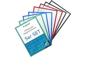 KARAT Set of 5 Magnetic Frames DIN A4 Frames for Children's Drawings, Document Holder, Information Bag, Magnetic Picture Frames for Offer Signs, Sheet Holder Document Bag (Outer Dimensions 23.3 x 32.5