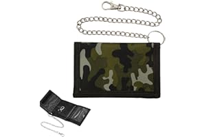 FveVqe 1Pc Boys Wallet and 1Pc Anti-Theft Chain, Kids Wallets for Boys, Kids Wallet with Zipper, Wallets for Teenagers Trifold Wallet with Buckle Outdoor Sports(Green)