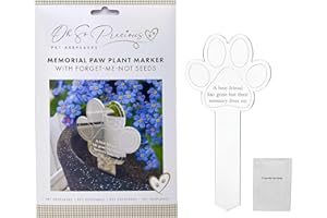 OH SO PRECIOUS PET KEEPSAKES Paw Print Memorial Garden Plant Marker with Forget Me Not Seeds | Remembering Your Beloved Cat or Dog | Planting Seeds of Love and Remembrance | Pet Loss Gift for Bereavement