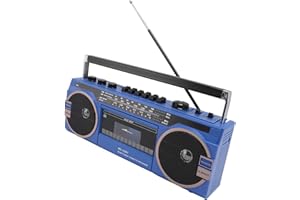 TONYSA Reproductor de Casete, Grabadora de Cinta Retro Vintage, Puerto USB, Conector para Auriculares, Radio Am FM SW, Ranura para Tarjeta de Memoria, Reproductor de Casete (Azul)
