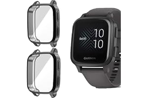Giaogor Schutzhülle Kompatibel mit Garmin Venu SQ, Flexibles TPU Vollschutz mit Displayschutzfolie Kratzfest Displayschutz Schutz Hülle Für Garmin Venu SQ (schwarz + schwarz)