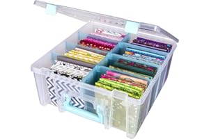 ArtBin 6990SA Super Satchel Double Deep with Removable Dividers, Large Portable Art & Craft Storage with Handle, Translucent/Aqua Mist