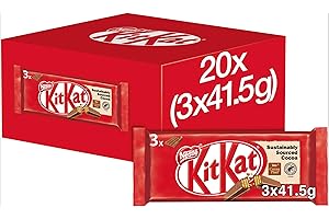 Nestlé Kit Kat 4 Finger Milk Chocolate Bar Multipacks, 20 Pack of 3 x 41.5 g, (Total 60 Bars)