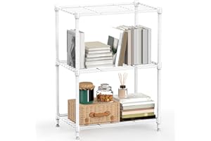 M MZG 450 lbs Wire Storage Shelving 3-Tier Utility Shelving Unit Steel Organizer Wire Rack for Home,Kitchen,Office,White 30 x 45 x 67 cm