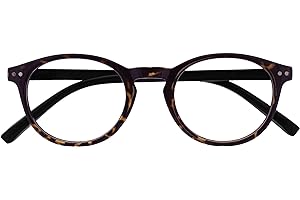 OPULIZE Zen okulary do czytania fajne okrągłe oprawki zawiasy sprężynowe odporne na zarysowania błyszczące ciemnobrązowe Tortoiseshelll męskie damskie R24-2 +1,00