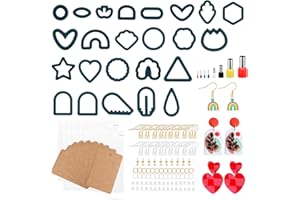 LAM-LORD Polymer Clay Cutters, 162pcs 24 Shapes Plastic Clay Earring Cutters Set, Clay Cut Tools with Earrings Accessories, Earring Cards, Hooks and Hole Punchers for Polymer Clay Jewelry Making(as shown)