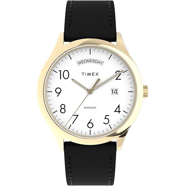 Timex Easy Reader Herenhorloge 40 mm, zwart leren bandje, witte
