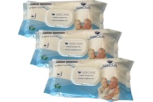 GERCARE Toallitas Húmedas para Adultos. 3 Paquete de 60 Ud Toallitas Higiene Corporal Personas Mayores. Toallitas Húmedas XXL con Aloe Vera. (180 Unidades)