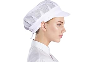 Nanxson 3 Pezzi Cappello da Cuoco Unisex Cappello da Cucina Elastico Cappello da Cucina Cappello da Cuoco Servizio Alimentare Rete per Capelli CF9061 (Bianco)
