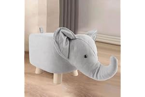 KEEBGYY Reposapiés de Animales, Reposapiés con Forma de Animal de Dibujos Animados, Bonitos Taburetes Otomanos con Forma de Elefante, Mini Muebles Otomanos para Guardería, Dormitorio, Sala de(Gris blanco)