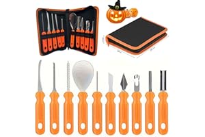 ChaneeHann Pumpkin Carving Kit 10 Piezas de Acero Inoxidable para Calabazas Halloween, Set Profesional de Tallado para Frutas y Decoración Festiva