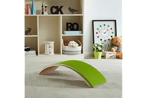 Montessorikid® Balance Board mit Fingerschutz "WIGGO+" / Fingersicheres Wackelbrett mit Fingerschutz und angeklebtem Filz in 4 Farben ohne Lackierung (Waldgrün)