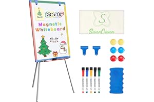 S SWANCROWN SWANCROWN Portable Whiteboard with Stand 60x45cm, Teaching Easel for Classroom Home School, Colorful Aluminum Frame, Foldable&Height Adjustable