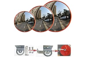 RIGOGO Specchio Convesso Stradale 45 cm, Specchio convesso di sicurezza, Specchio Stradale da Traffico per Strade, Magazzini, Garage e Negozi, Staffa e Viti Incluse