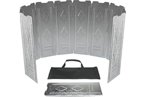 Profiwoab 10 Plates Camping Windshield, Folding Camp Stove Wind Shield, Windscreen for Outdoor Camping Cooker with Storage Bag(150×50CM)