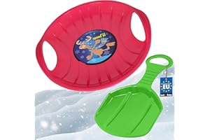 KOTARBAU® 2 Pièces Luge Enfant - PVC - 60 cm - Rose & Vert - Luge à Neige - Traineau à Neige - avec Poignées Ergonomiques - pour Enfants Et Adultes - Résistant - pour Pistes Hivernales