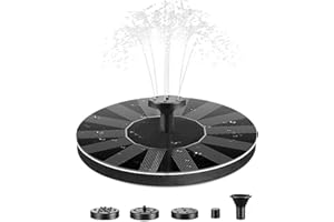 E-More Pompe De Fontaine Solaire, Flottante avec 4 Buses De Pulvérisation pour Différents Débits d'eau, Idéale pour Les Bains d'oiseaux, Les Petits Étangs Et Les Aquariums (1.4w)