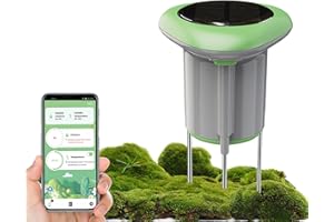 RISOON Capteur d'humidité du Sol Solaire WiFi Bluetooth, thermomètre de Chambre, testeur de Sol intérieur, capteur Intelligent de Plantes, Compatible avec l'application Alexa Tuya/Smart Life