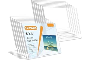 ZephyrHome Lot de 12 présentoirs publicitaires A6 en acrylique - Format A6 - Pour mariage, bureau, prospectus, restaurants (15 x 10 cm)