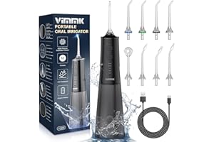 Vimmk Irrigateur oral sans fil, hydropulseur dentaire à eau avec irrigateur dentaire rechargeable étanche IPX7 pour Voyage à la maison (Noir)