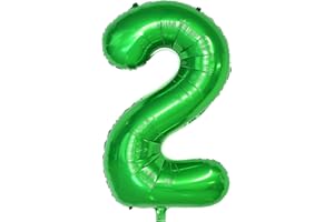 onehous Dark Green 2 Balloons, 40 Inch Large Foil Balloons Number Green, Self Inflating Helium for Boys Girls Birthday Party Jungle Football Decorations Supplies (Dark Green#2)