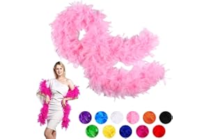 YAAVAAW 80g Feather Boa Thick Fancy Dress Accessories for Adults,Kids,2M Turkey Chandelle Feather Boa Party Fluffy Boa Feather Scarffor Bulk for Women,Girls,Dancing Wedding Halloween Christmas Parties