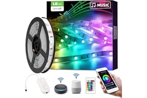 LEPRO LE LED Strip Alexa, 5 m LED Strip with Music, IP20 Smart RGB Light Strip [Only 2.4 GHz] WiFi LED Strip Light Chain for Home, Kitchen, Party, TV, LED Band Compatible with Alexa, Google Home