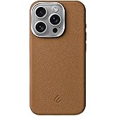 Minesk iPhone 16 Pro Max i&ccedil;in MagSafe ile Uyumlu &Ccedil;izilmeyen ve Parmak İzi Tutmayan Deri G&ouml;r&uuml;n&uuml;ml&uuml; Metal Tuşlu ve Metal Lens &Ccedil;