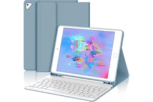 FOGARI Teclado para iPad 6/5 Generación 2018/2017 9.7", iPad Air 2/1 2014/2013, Funda para iPad 9.7 Pulgadas con Español Ñ Teclado Bluetooth Wireless, Azul