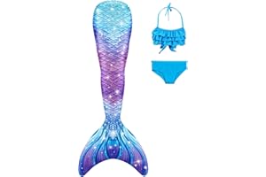 Dziewczęce stroje kąpielowe DNFUN syrenka ogon dla dzieci z zestawem bikini, monopalm zamówienie oddzielnie, A9, 120