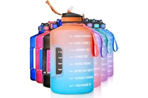 ETDW Borraccia con indicatore del tempo e cannuccia, grande brocca d'acqua da 3,78 litri con manico a tenuta stagna, borraccia da gallone per fitness, palestra e sport all'aria aperta