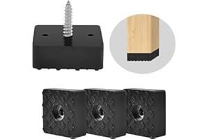 BEEK 20 czarnych nóżek meblowych, kwadratowe, gumowe nóżki do krzeseł ogrodowych, nadają się do wszystkich rodzajów mebli, antypoślizgowe, chronią meble przed mokrymi podłogami