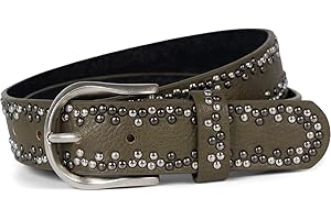 styleBREAKER Nietengürtel mit mehrfarbigen kleinen Nieten, Gürtel Kunstleder Einfarbig, kürzbar, Hüftgürtel Unisex 03010071