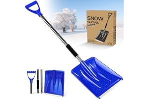 UMUACCAN 4 in 1 Snow Shovel, New Upgrade Large-Capacity, D Shaped Aluminum foldable Handle - Snow Shovel for Garden, Car, Camping, Travel, Gifts(Blue)