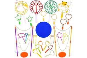 Shinybox Kit de Varita de Burbujas, 31 Piezas Juego de Pompas de Jabón, Burbujas de Jabón, Kit Burbujas Gigantes para Niños, Varitas Burbujas de Jabon Niños para Juegos al Aire Libre en Interiores