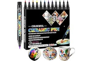 DQMEN 12 pennarelli in porcellana lavabili in lavastoviglie, 12 penne acqueose per vetro e porcellana, pennarelli decorativi in ceramica