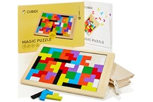 CUBIDI Oryginalne puzzle Tangram, wspierają logiczne myślenie i wyobraźnię przestrzenną | gra zręcznościowa z wysokiej jakości drewna | gry edukacyjne od 4 lat dla chłopców i dziewczynek