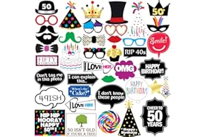 STERLING JAMES CO. 50th Birthday Photo Booth Party Props - 40 Pieces - Funny 50th Birthday Party Supplies, Decorations and Favors