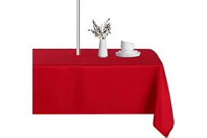 LUSHVIDA Rectangle Outdoor Tablecloth with Umbrella Hole and Zipper, 52x70 Inch Red, Washable Waterproof Table Cloth Spill Proof Wrinkle Free Table Cover for Patio Spring Summer Picnic BBQS