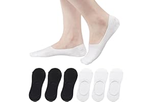 AYPOW 6 par Niewidzialne skarpety Damskie Bawełna, Silikonowe Antypoślizgowe Miękkie Oddychające Anty-Zapach Krótkie Skarpety Bawełniane Skarpetki, Skarpetki Na Co Dzień, Na Co Dzień Mokasyny Płaskie
