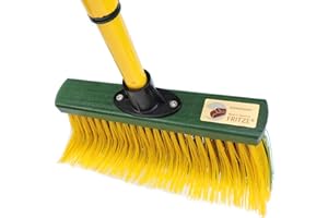 FRITZE FUSSELSCHRECK Fritze® Krallenbesen Hof & Garten 30 cm mit Stiel – Abgewinkelte Borsten für Laub, Nadeln & unebene Böden – Ideal für Pflastersteine & Gartenwege – Premiumbesen – Made in Germany