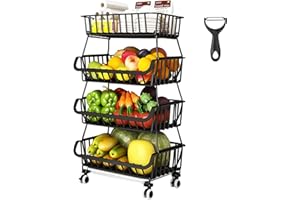 YUTUY Cestas de Frutas y Verduras,Cesta de Frutas Metal 4 Pisos