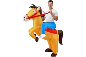 Goenb Disfraz de caballo hinchable, divertido disfraz de caballo vaquero hinchable para hombres mujeres fiesta temática de carnaval